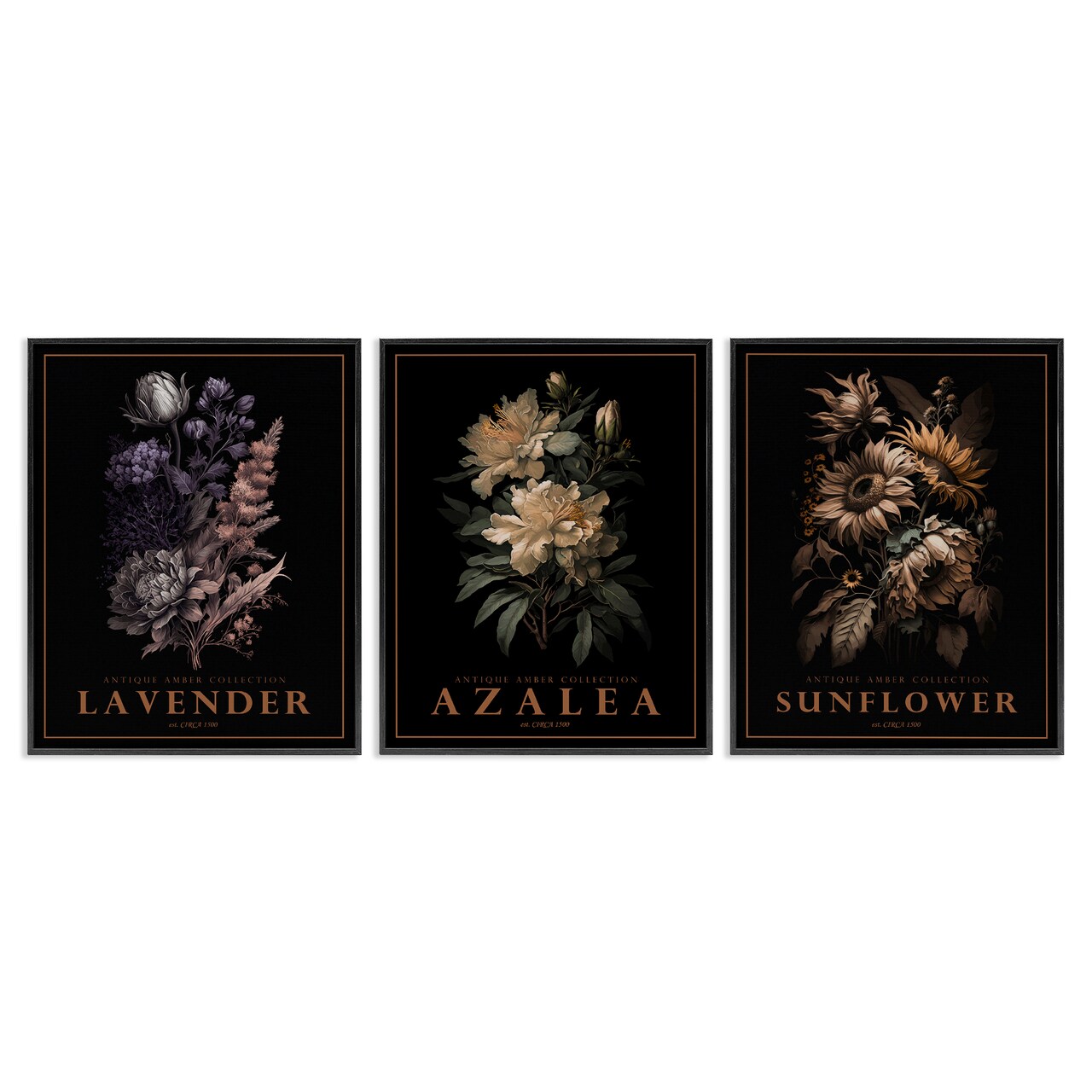 Stupell Industries Antique Botanical Herb Bushels 3pc Framed Giclee Set, design by Christopher Giampietro